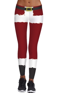 SZ60076 Womens Funny Stripe Printed Pattern Christmas Leggings Ankle Length
